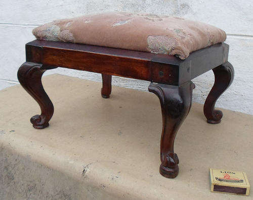 AMAZING VERY OLD GENUINE ANTIQUE FOOT STOOL~WALNUT OR MAHOGANY
