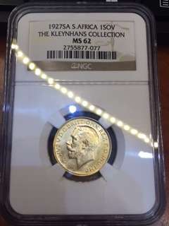 Start at Zero!!!! $$ Clearance $$ All must GO! $$ SOUTH AFRICA UNION GOLD 1SOV MS62 1927SA