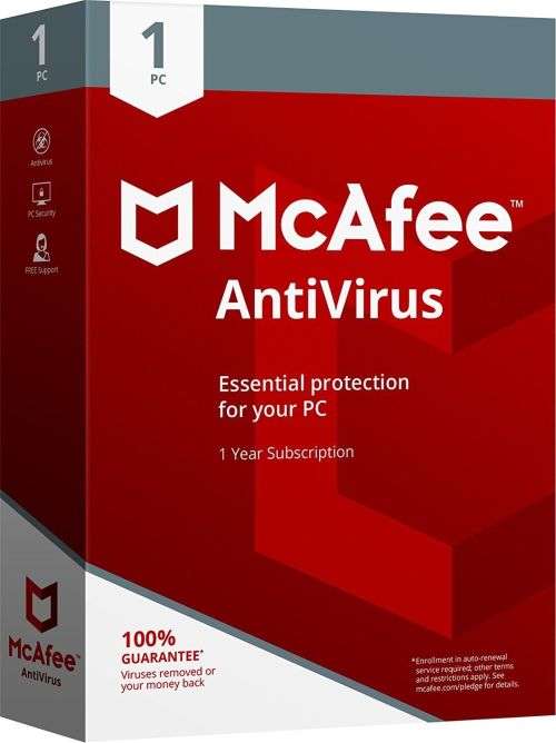 McAfee AntiVirus 2018 1 PC / 1 Year
