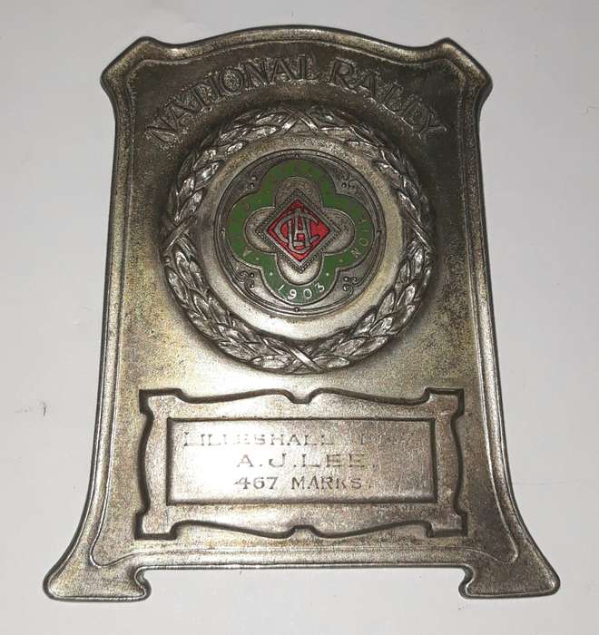 Vintage 1937 Lilleshall Car Rally Trophy Plaque to AJ Lee