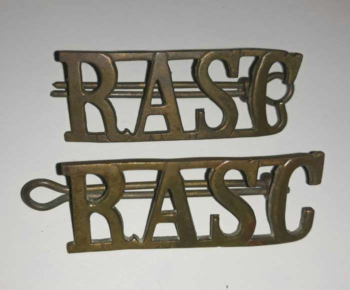 WW2 British Royal Army Service Corps Shoulder Title Pair