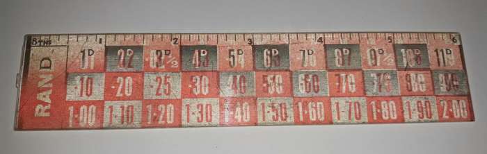 Vintage South African 1960s Lenticular Currency Converter Ruler