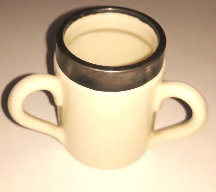 Vintage City of London Silver Rimmed Miniature Tyg