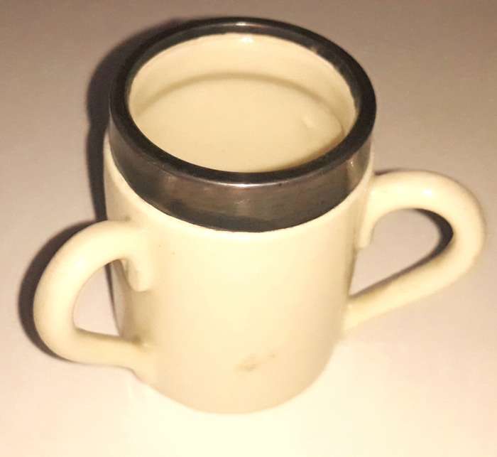 Vintage City of London Silver Rimmed Miniature Tyg