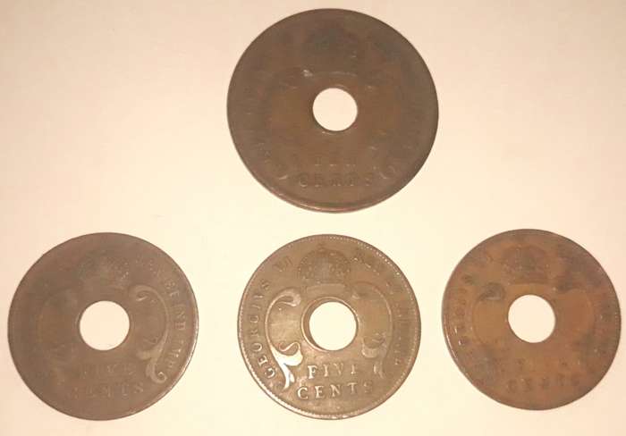 British East African Five and Ten Cent Coins