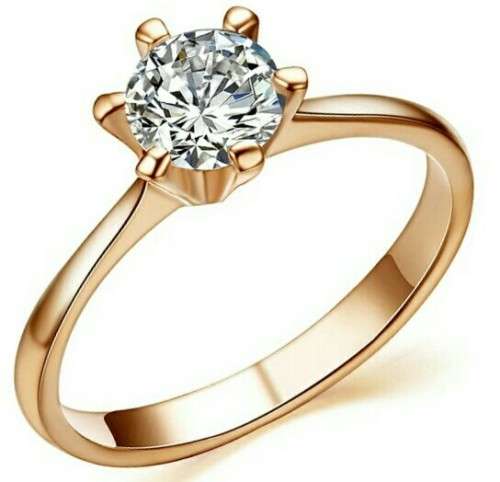 **ABSOLUTELY GORGEOUS** SPARKLING ROSE GOLD PLATED SOLITARY RING SIZE 7/17.35MM