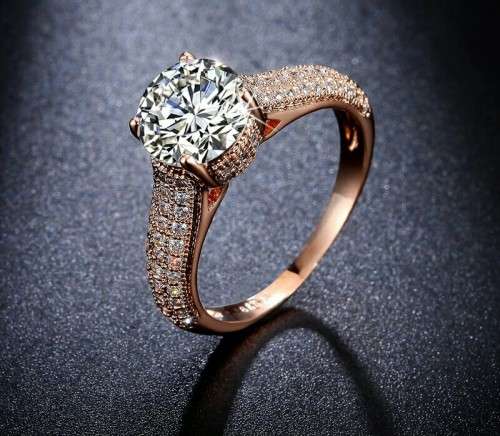 **ABSOLUTELY GORGEOUS** SPARKLING ROSE GOLD PLATED CROWN RING SIZE 7/17.35MM