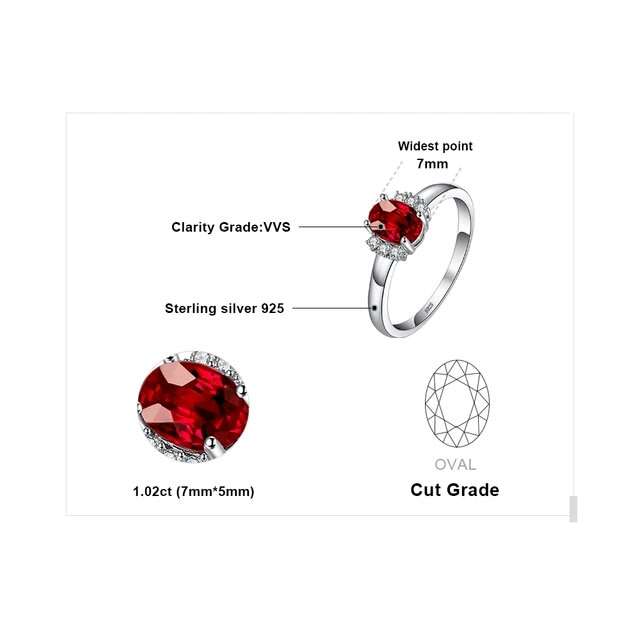 Sterling Silver Natural Red Garnet Ring