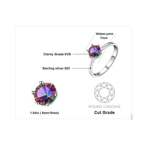 Natural Mystic Fire Rainbow Topaz Sterling  Silver Ring