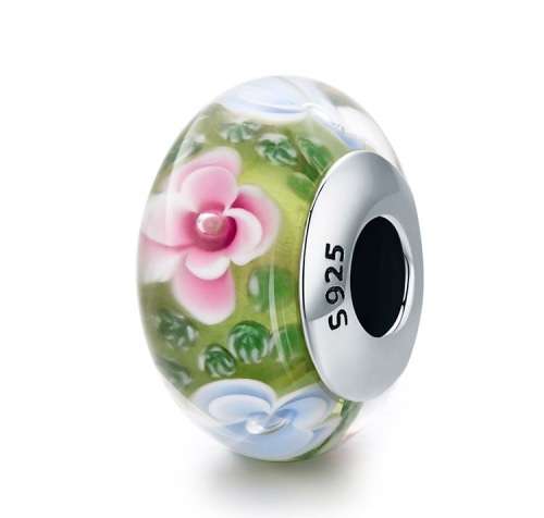 925 Sterling Silver Murano Glass Charm