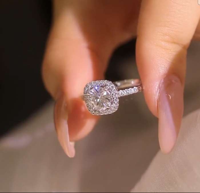 Sterling Silver S925 Classic Square Ring