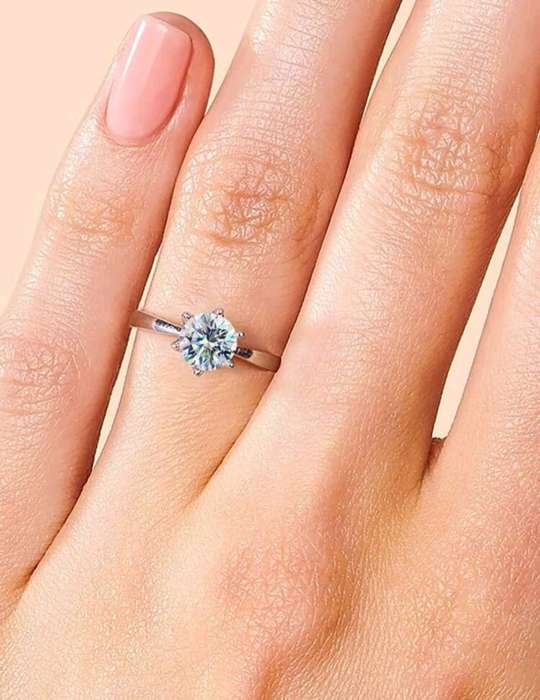 Sterling Silver S925 Solitire 6 Claw Ring