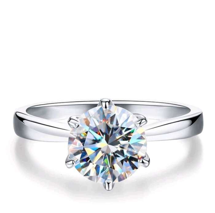 Sterling Silver S925 Solitire 6 Claw Ring