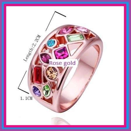 ***BEYOND STUNNING***18K ROSE GOLD PLATED MULTI COLORED CRYSTAL RING