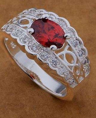 POSTAGE ONLY R35.00***925 STAMPED STERLING SILVER FILLED RING WITH AUSTRIAN CRYSTAL***THREE COLORS**