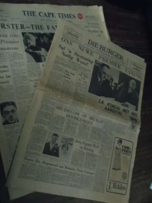 48 hours that changed South Africa.......Die Burger and Cape Times 12th and 13th  September 1966.