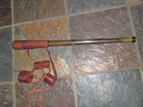 WW1 era  Parker-Hale brass Army Signalling leather clad, three draw telescope. Tel 6