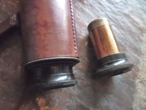 WW1 era  Parker-Hale brass Army Signalling leather clad, three draw telescope. Tel 6