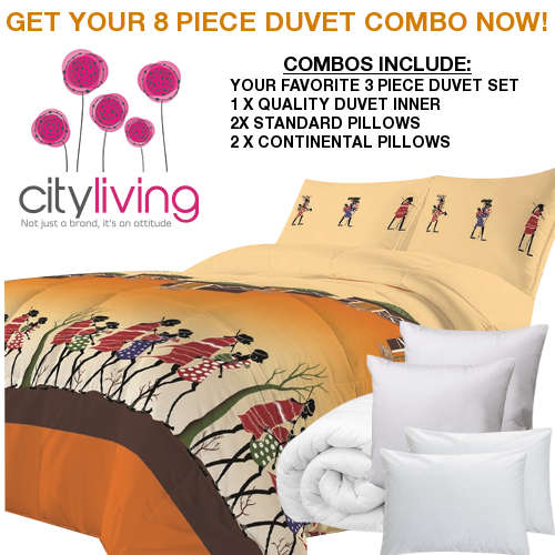 Free Shipping - 8 Piece Village Life Printed Duvet Set Combo - Double