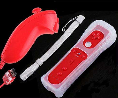 Nintendo wii wireless remote AND nunchuk  (RED)