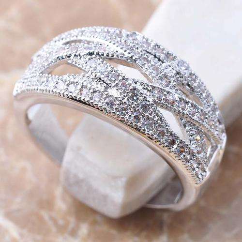 White Topaz & Silver Dress Ring- Size 5.75
