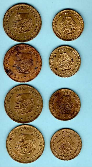 Complete set of first decimal series brass coins