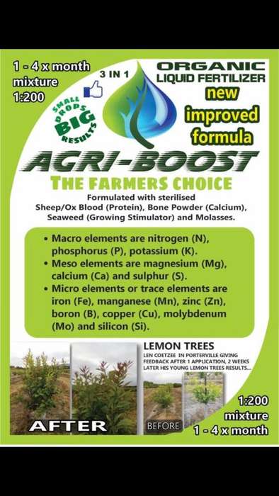 Agri-Boost (3 in 1) 1 Litre : 100% Organic Liquid Fertiliser - Provide 200Lt of Nutrient Plant Food