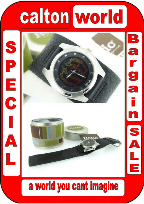 Brand New Mens Relic Flames watch by Fossil in TIN