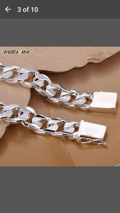 Late Entry - HEXIN 925 Sterling Silver Plated Bracelet - Shrimp Buckle