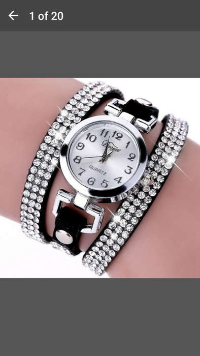 1PC Rhinestone Leather Round Bracelet Wristwatches - Colors will be sent at Random
