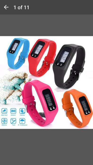 Digital LCD Pedometer Run Step Walking Distance Calorie Counter Watch Bracelet - BLACK