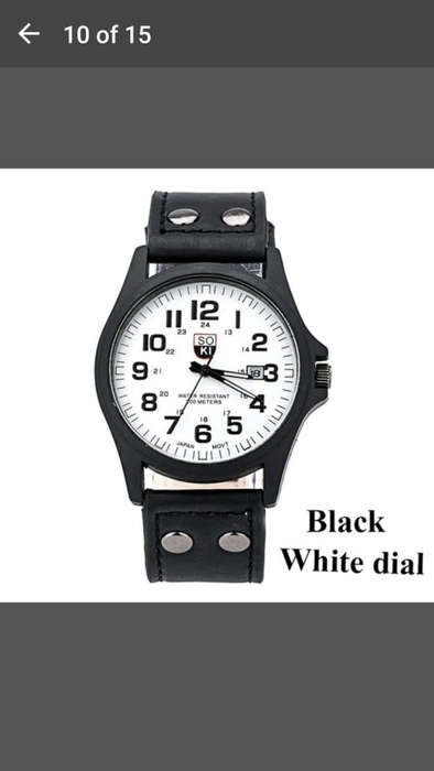 SOKI - Men's Fashion Sport Military Leather Band Quartz Wrist Watch with Date Display