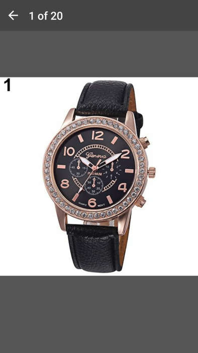 Ladies Geneva Rhinestone Big Dial Faux Leather Analog Wrist Watch - Gold