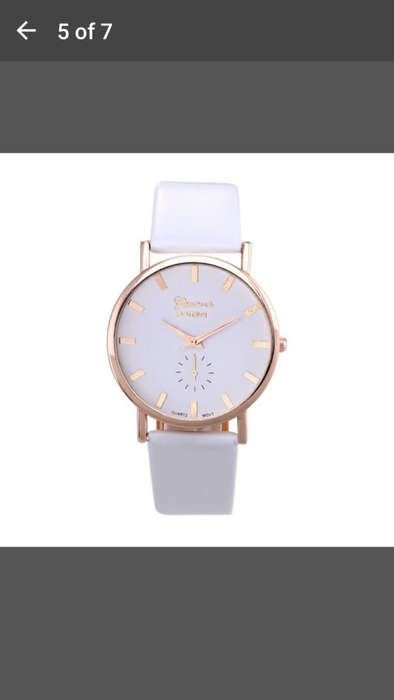 Lady Geneva Platinum Roman Leather Band Analog Quartz Wrist Watch - White