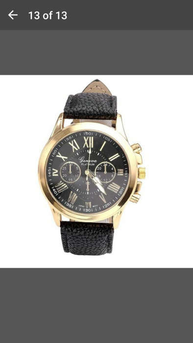 Geneva Checkers Faux Leather Quartz Analog Wrist Watch - Black