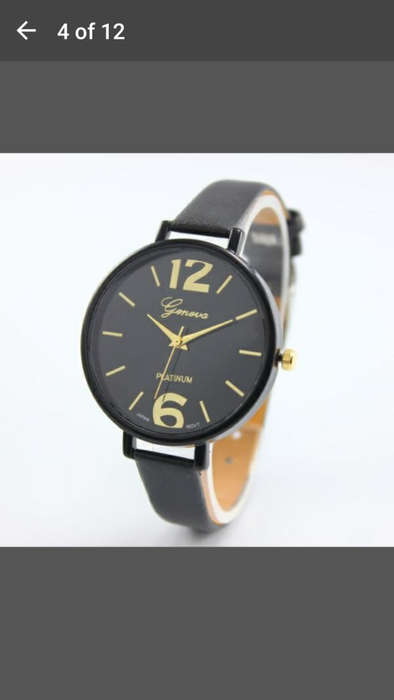 Fashion Geneva Unisex Women Faux Leather Gold Analog Quartz Wrist Watch