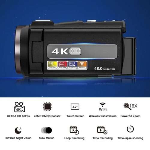 Digital Wifi Camera with `RoadCam` App 48 Megapixels 4K 16x Zoom