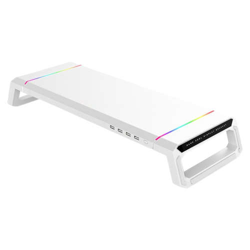 Monitor Riser Desk with LED Lights and Drawers