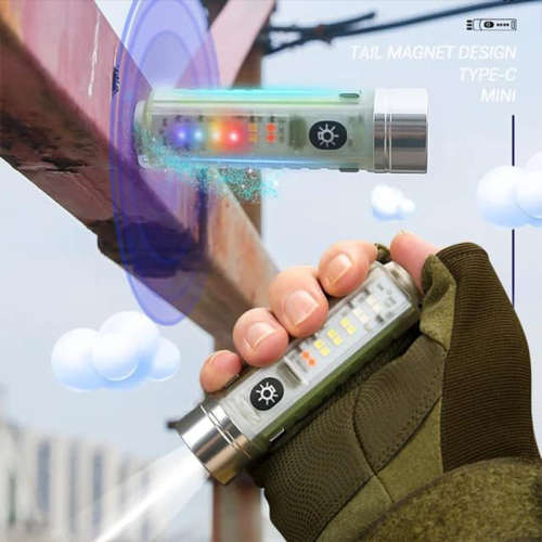 LED Multi-Function Banknote Detector Warning Light Flashlight with Magnetic Suction