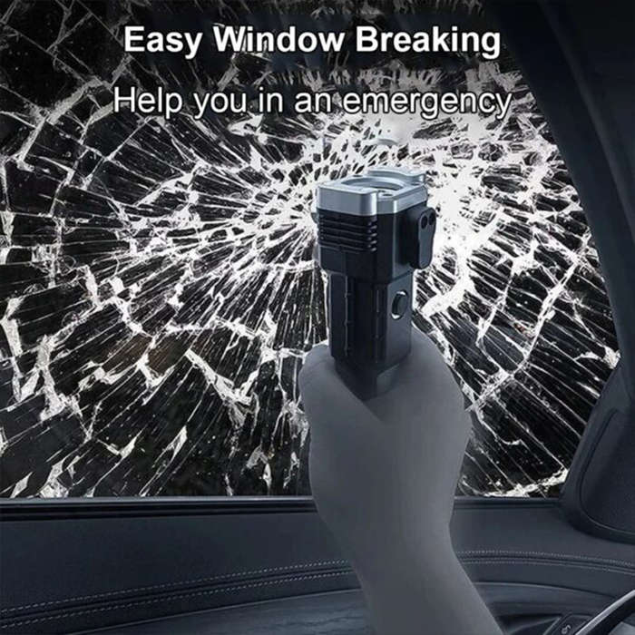 Led Flashlight With Emergency Window Breaker And Side Light