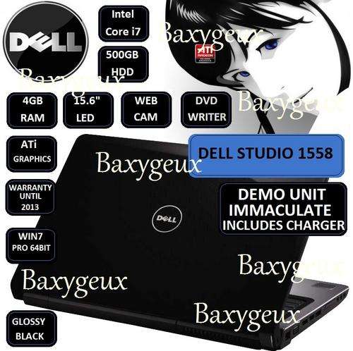 LIKE NEW!!! {DELL STUDIO 1558} {CORE i7} {500GB HDD} {ATi GRAPHICS} {MONSTER BLACK GLOSSY}{WARRANTY}