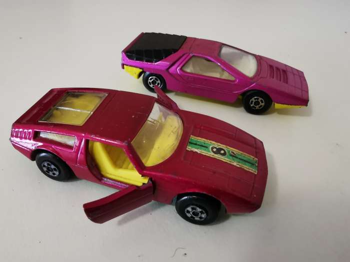 Vintage Matchbox pair: Alfa Carabo no.75 and Maserati Bora no.32 Both 1970's