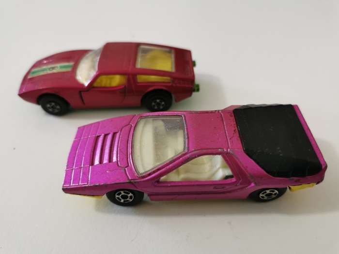 Vintage Matchbox pair: Alfa Carabo no.75 and Maserati Bora no.32 Both 1970's
