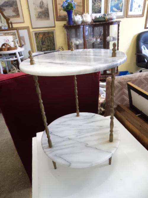 Small Marble and Brass Side Table