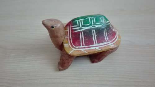 Lidded Wooden Tortoise Figurine