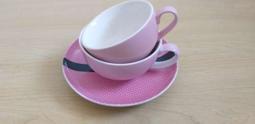 Pretty Pink Teapot with Two Tea cups