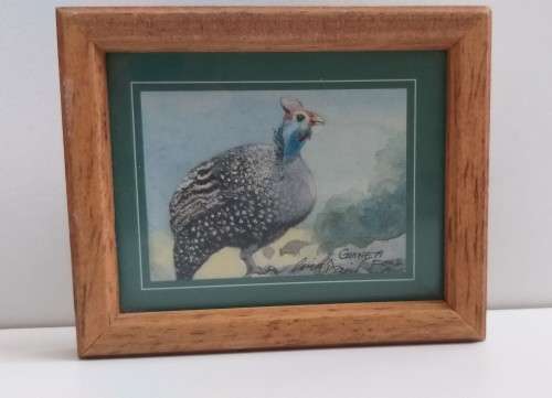 Small Framed Guinea Fowl Print (11cm x 9cm)