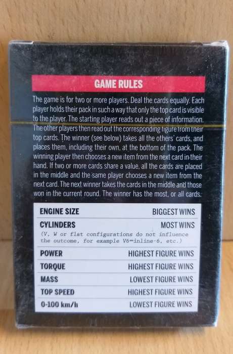 Pack of Car trump Cards - Icons of Motorsport (Sealed Pack)
