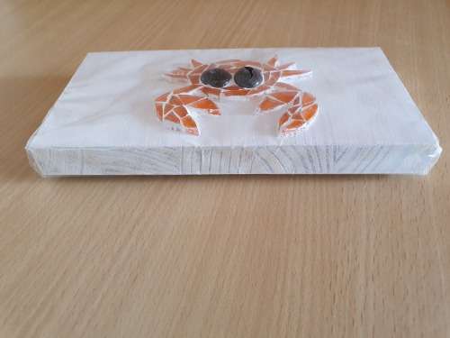 Wooden Mosaic Wall Hanging (20cm x 10cm) Crab