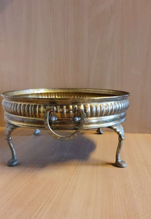 Footed Brass Tray - width 30cm